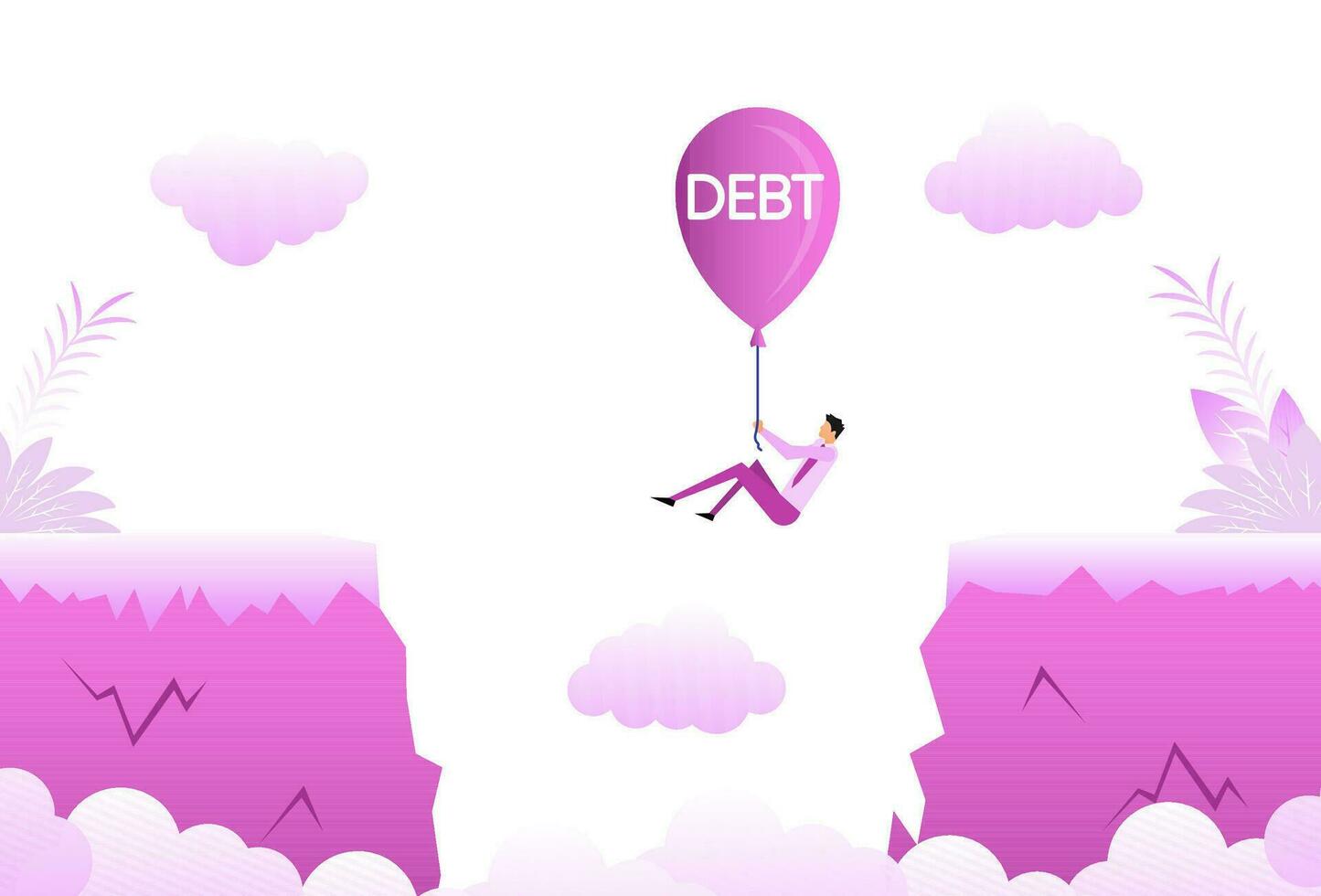 Cartoon icon with people chasm. Debt concept. Team concept. vector