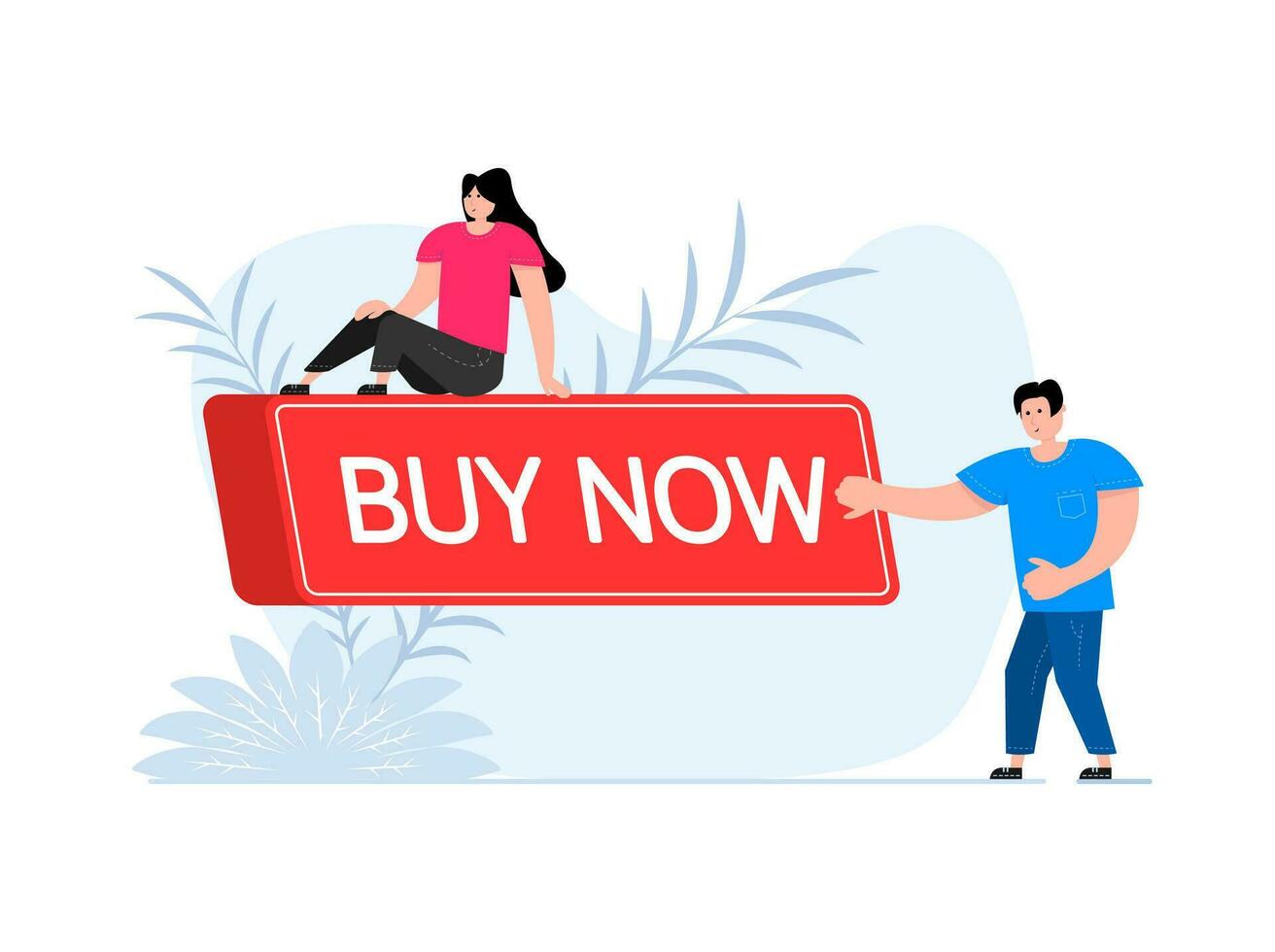 People press button with text Buy now. Click button for app and web design. vector