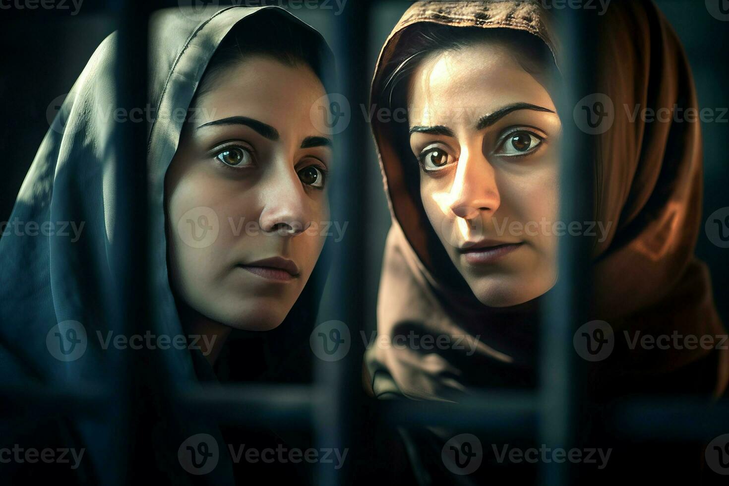 Brave Iranian Muslim women in prison. Generate ai photo