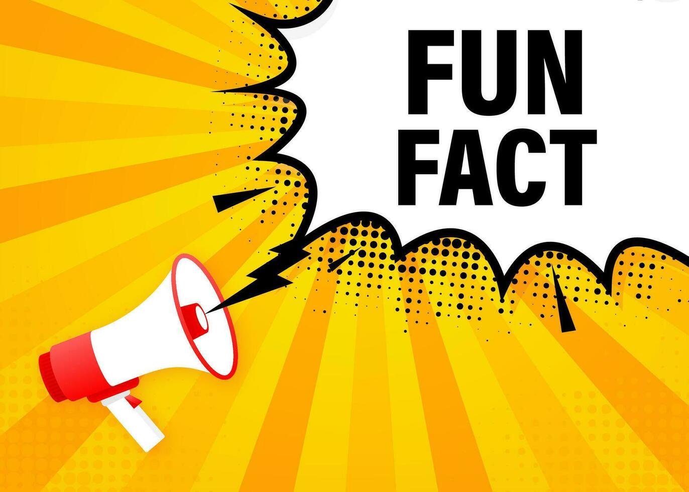 Fun fact feedback megaphone yellow banner in 3D style. Vector illustration.