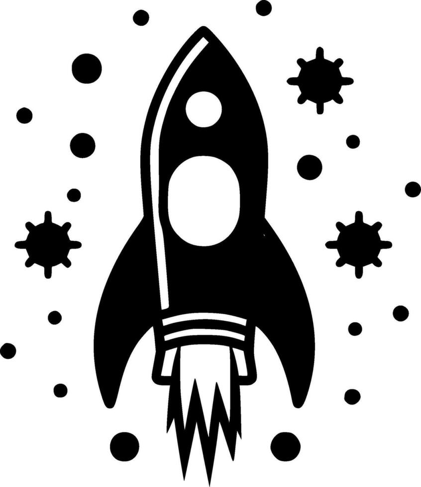 Rocket, Minimalist and Simple Silhouette - Vector illustration