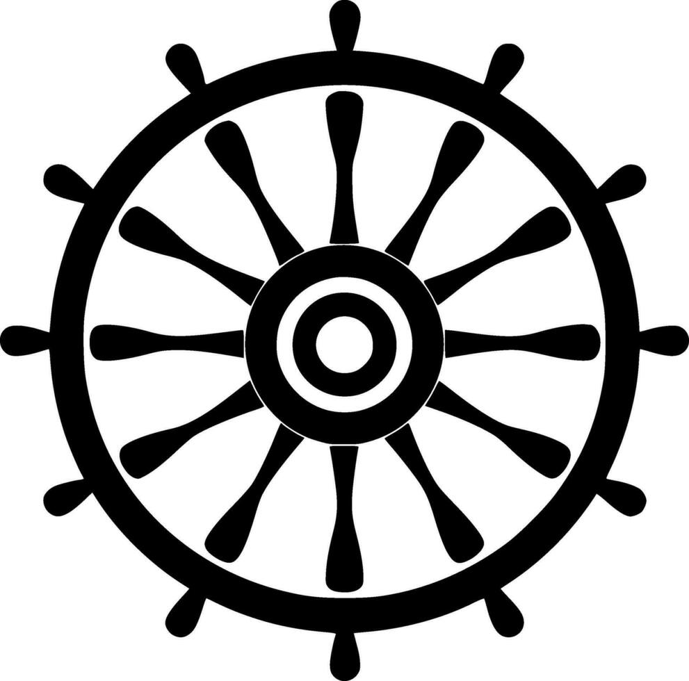 Ship Wheel, Minimalist and Simple Silhouette - Vector illustration