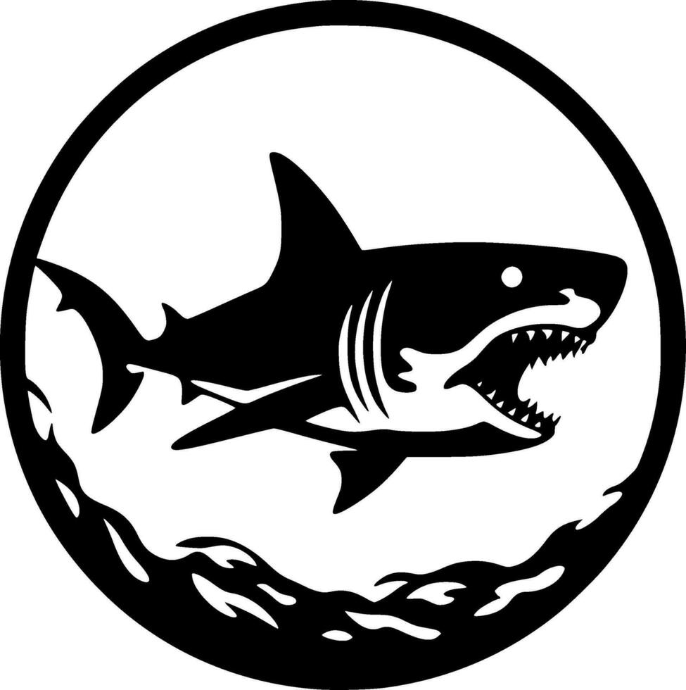 Shark - Black and White Isolated Icon - Vector illustration