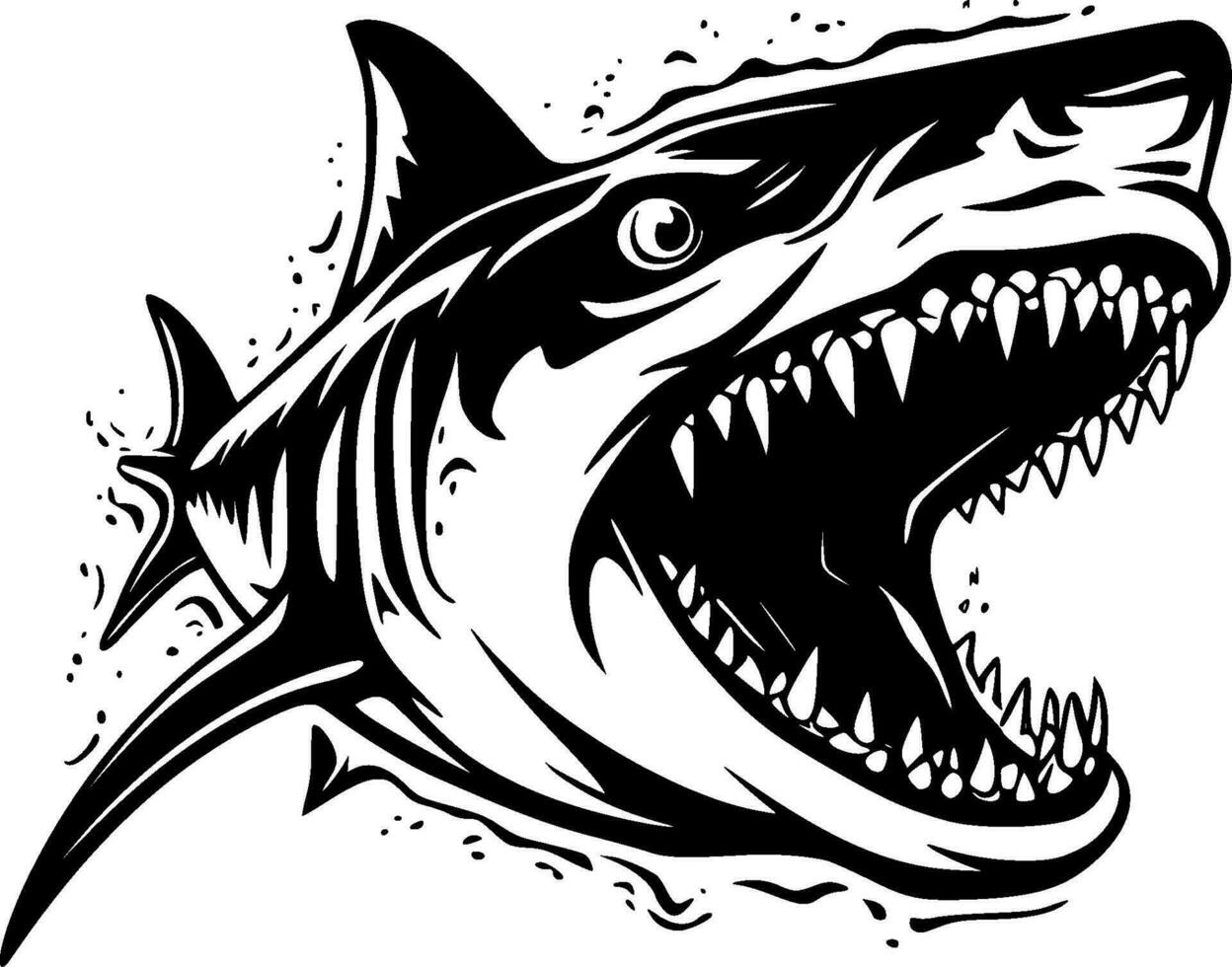 Shark, Minimalist and Simple Silhouette - Vector illustration