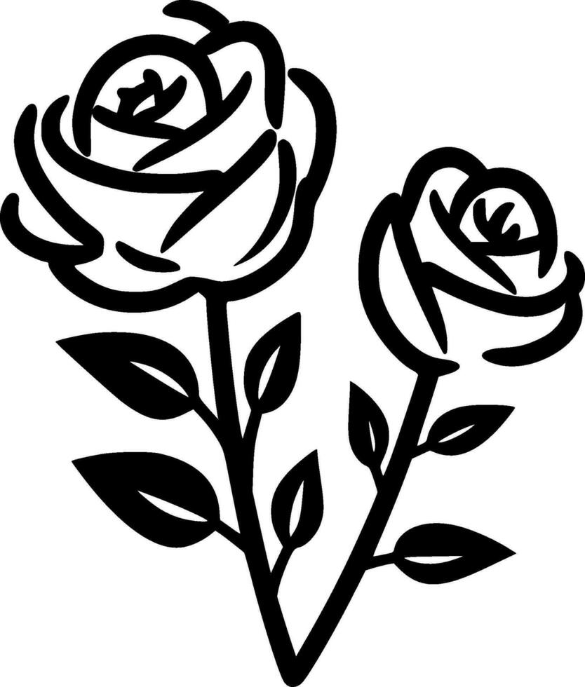 Roses, Minimalist and Simple Silhouette - Vector illustration