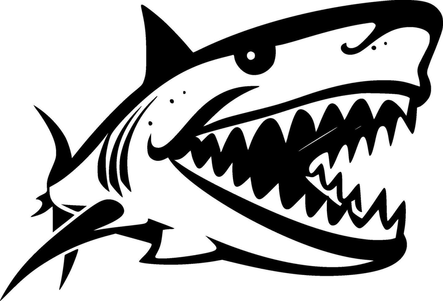 Shark, Black and White Vector illustration