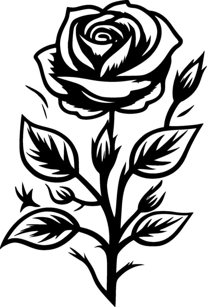 Roses - Black and White Isolated Icon - Vector illustration