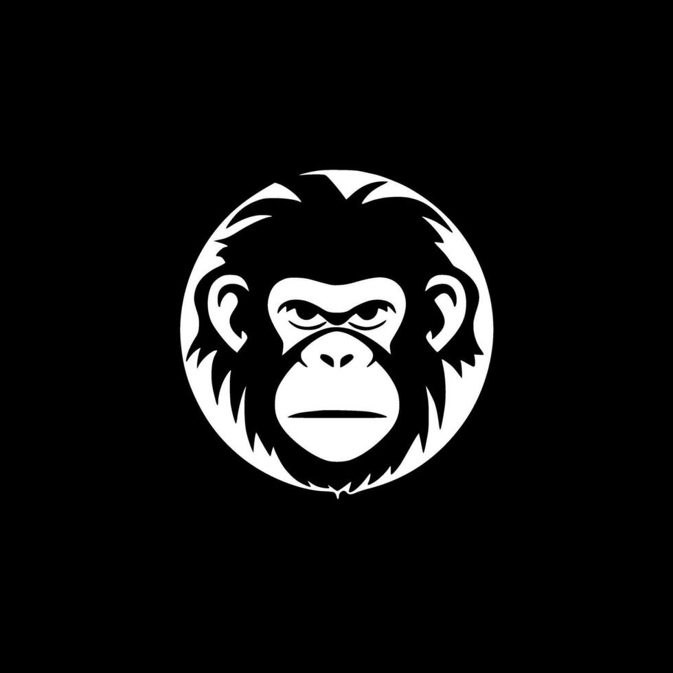 Monkey, Black and White Vector illustration