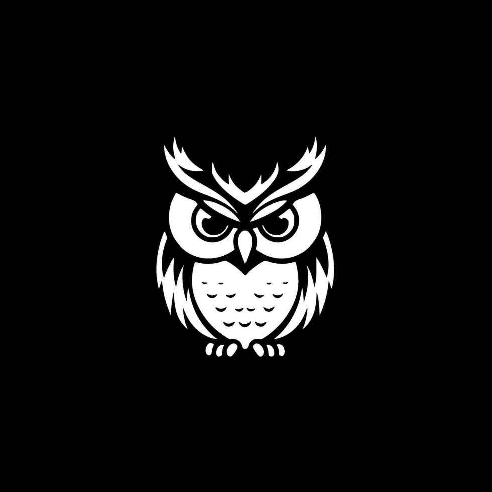 Owl, Black and White Vector illustration