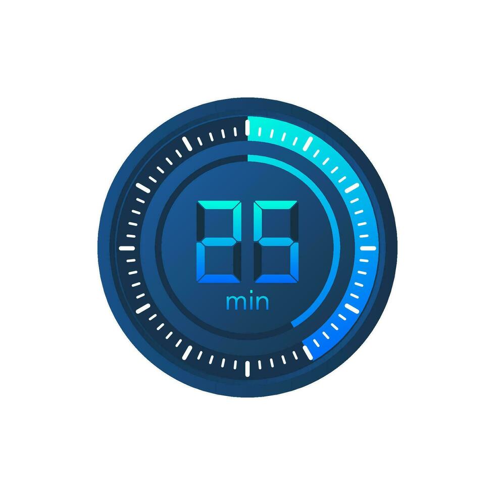 The 25 minutes, stopwatch vector icon. Stopwatch icon in flat style on a white background. Vector stock illustration.