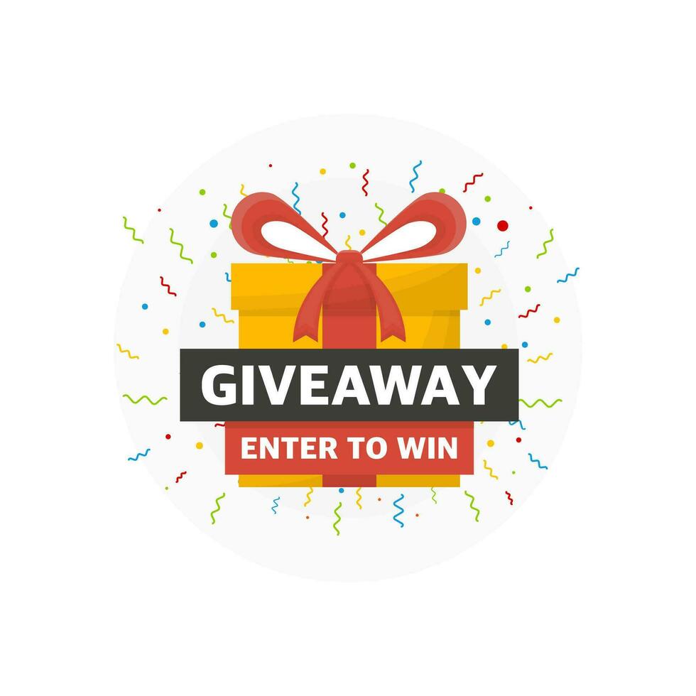 Giveaway logo template for social media post or website banner. vector