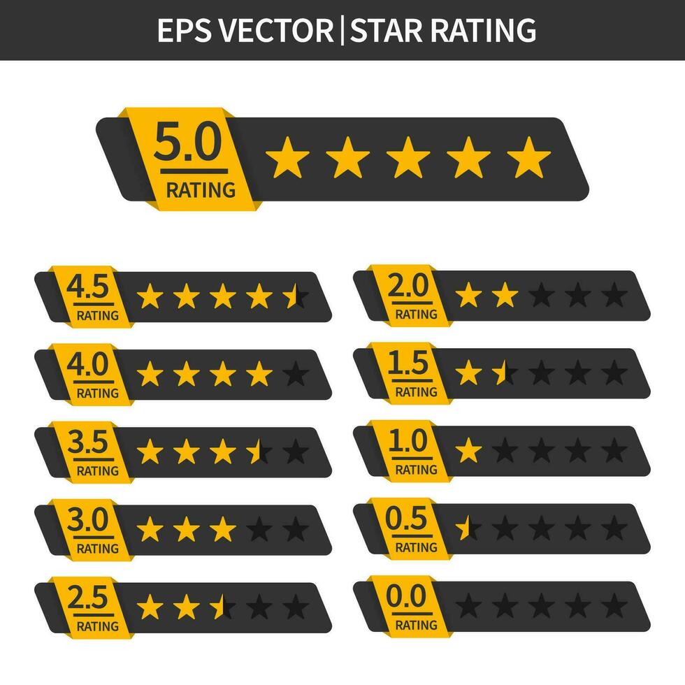 Set of stars rating. Customer review with gold star icon. Vector illustration.