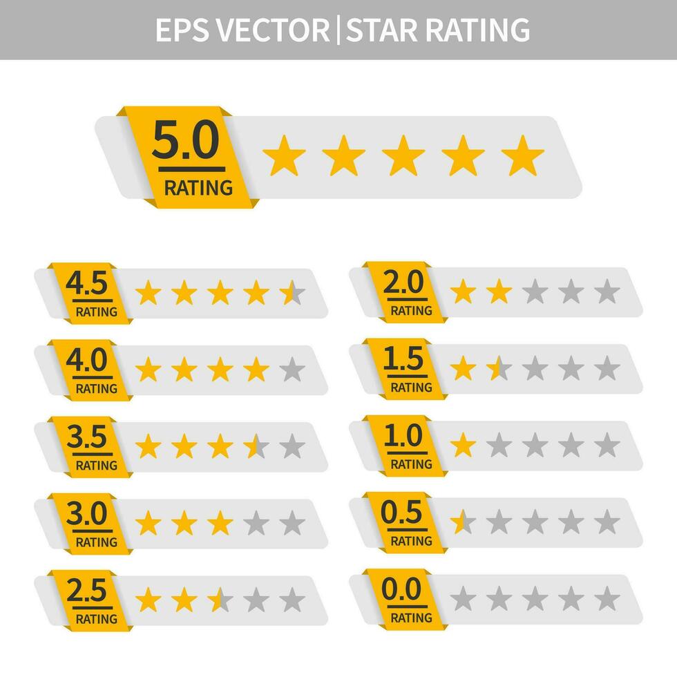 Set of stars rating. Customer review with gold star icon. Vector illustration.