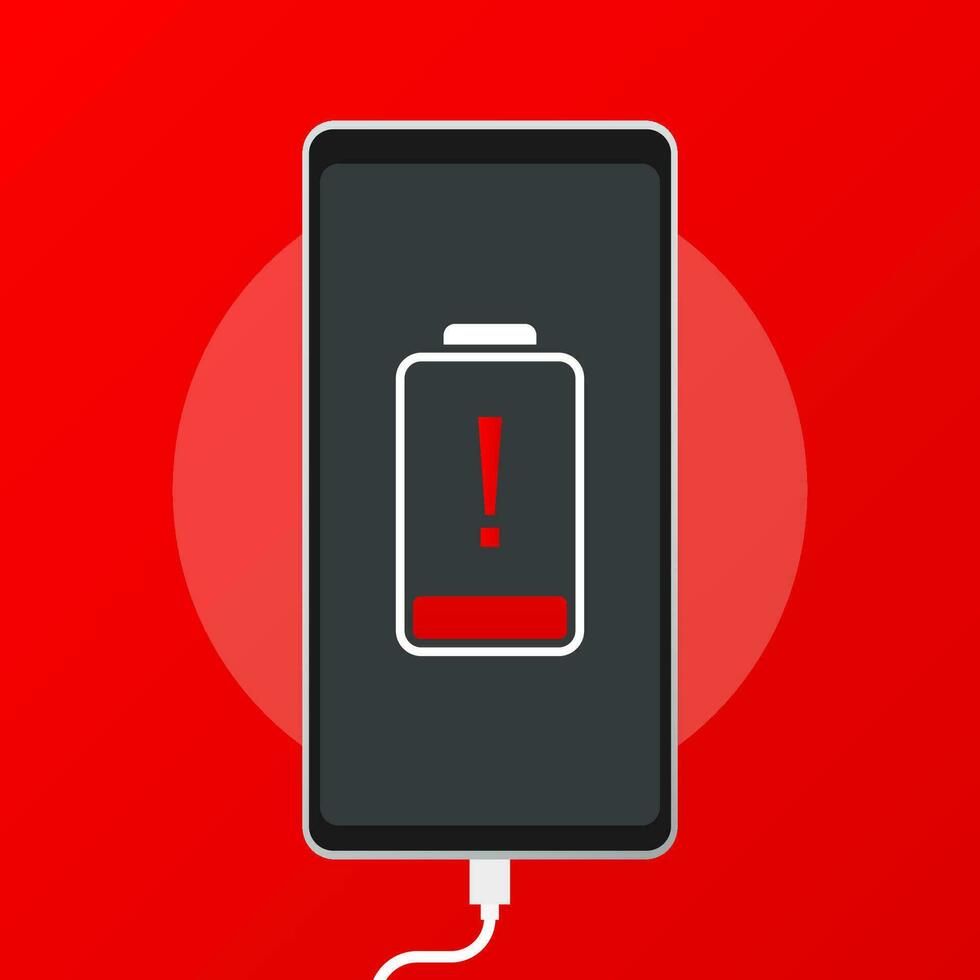 Illustration with charge mobile phones. Usb cable is connected to the smartphone. vector