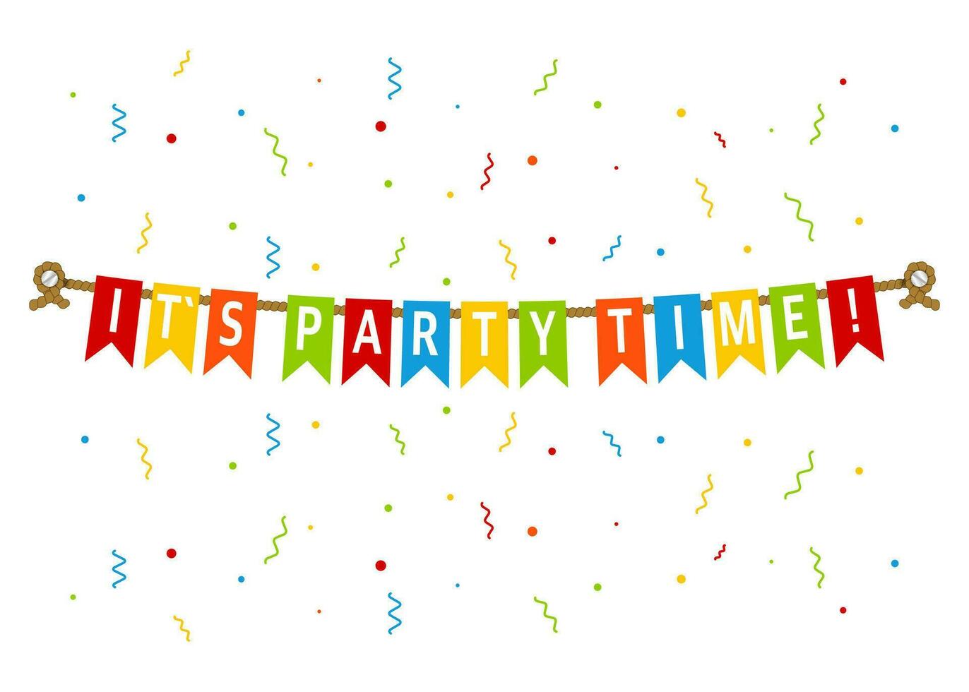 Multicolored bright buntings flags garlands. It's party time. vector