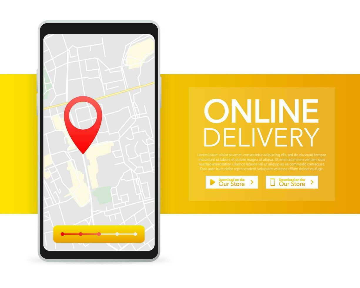 Web banner for mobile app design. Online delivery service concept. Online order concept. vector