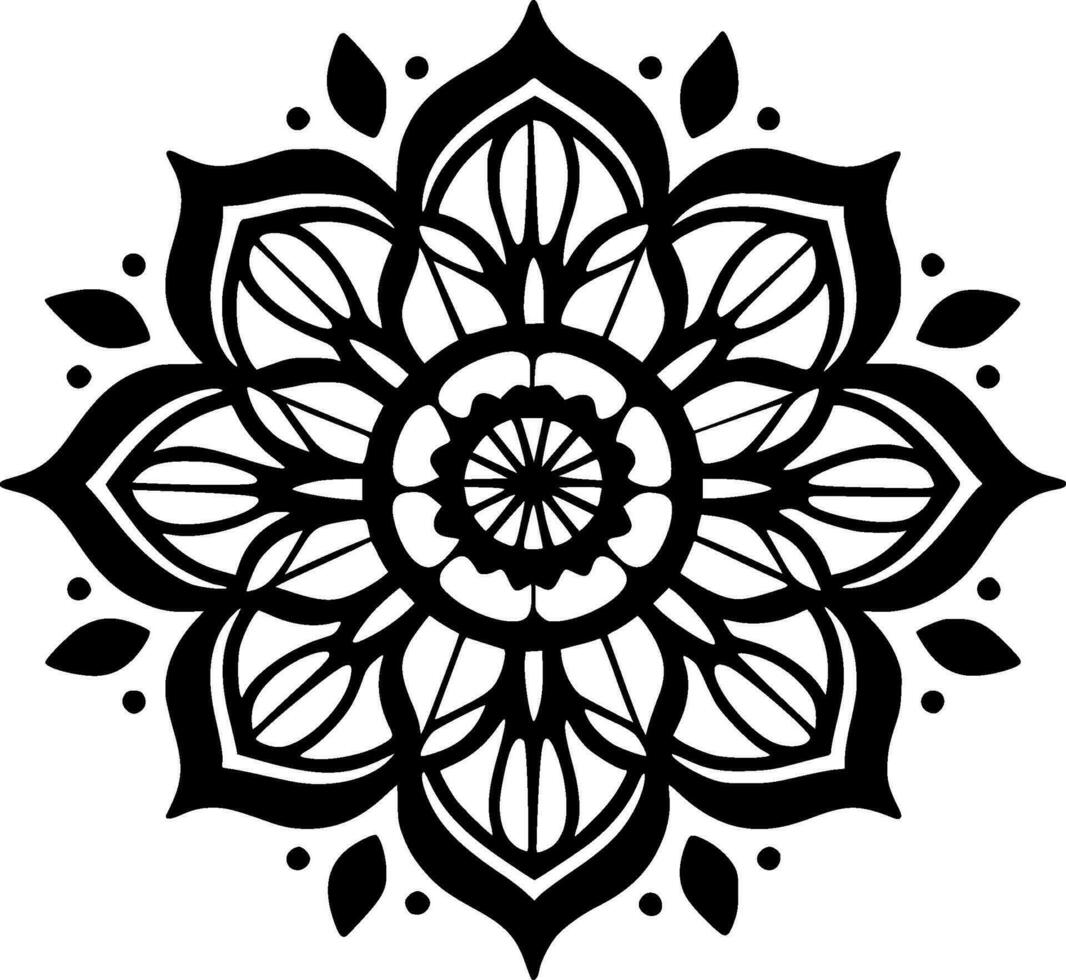 Mandala - Black and White Isolated Icon - Vector illustration