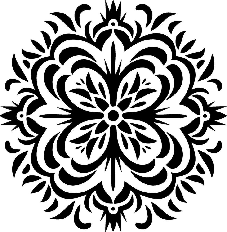 Mandala - Black and White Isolated Icon - Vector illustration