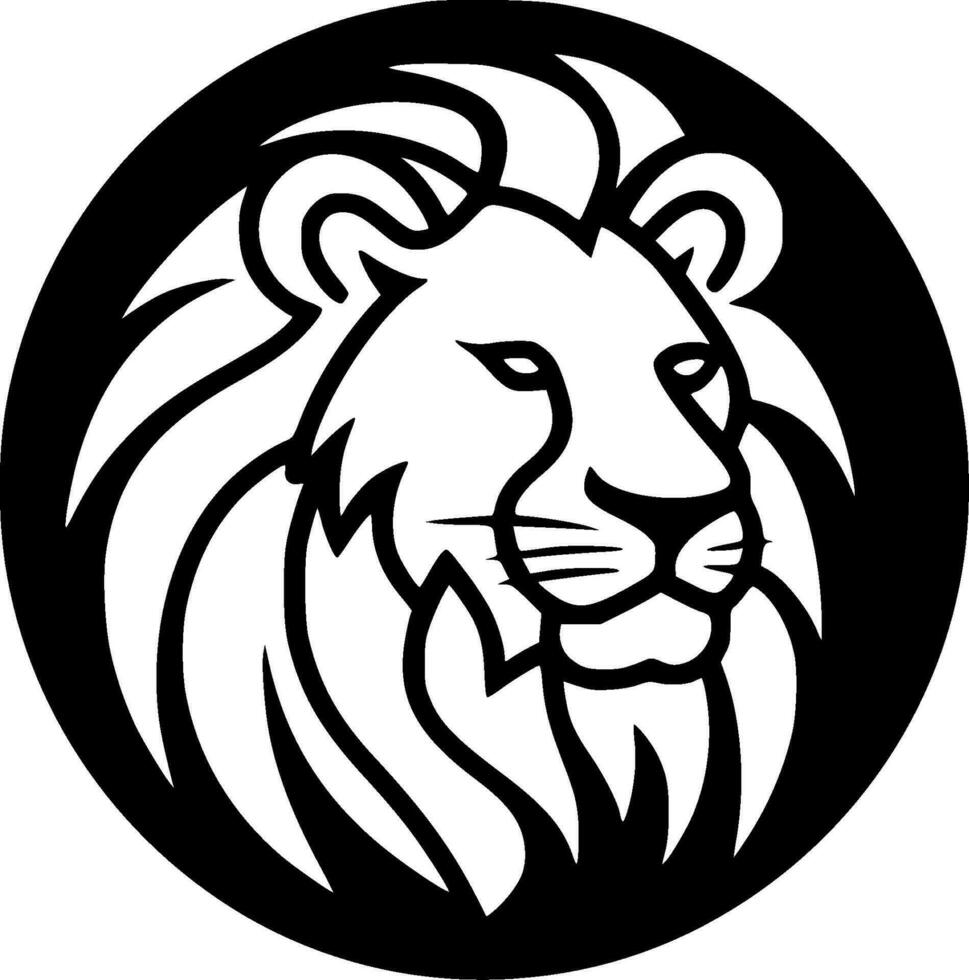 Lion, Black and White Vector illustration