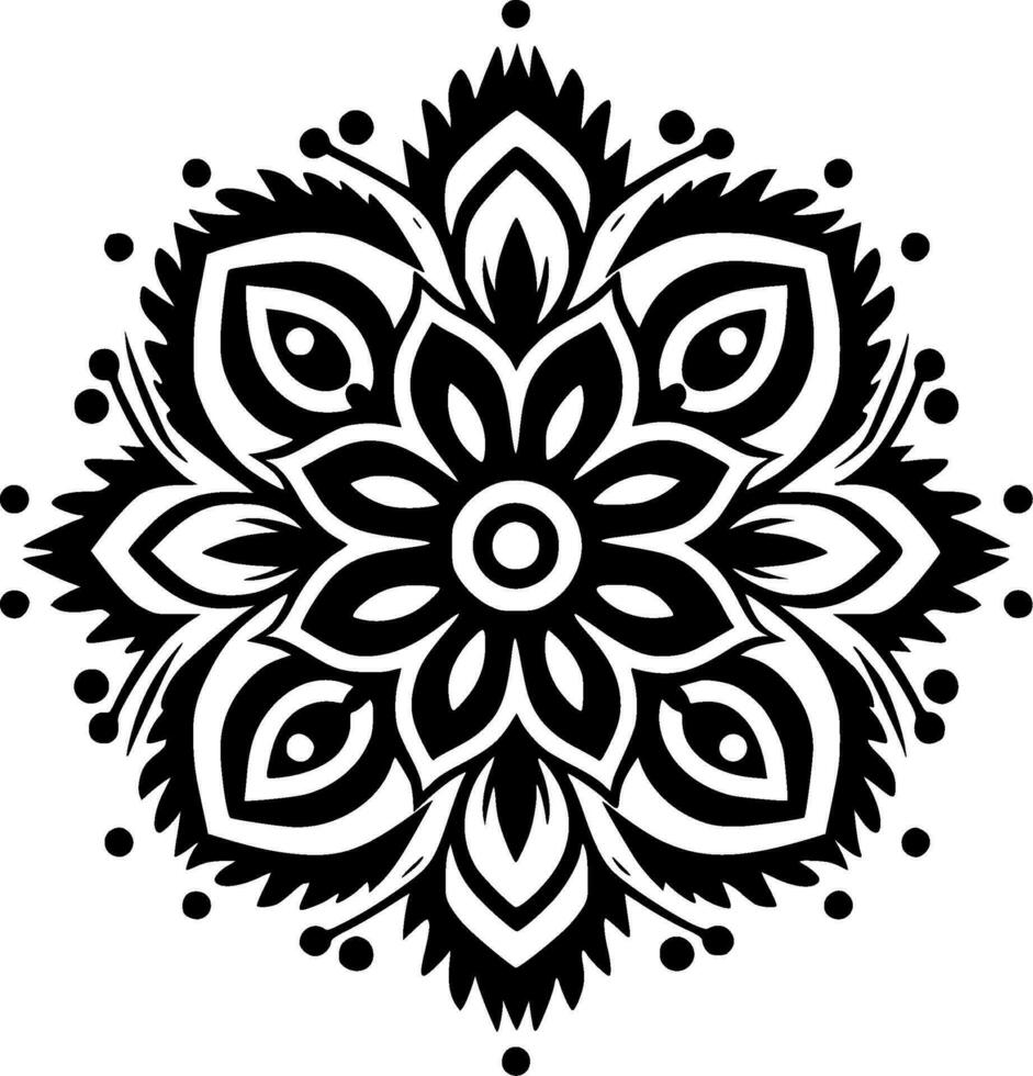 Mandala - Black and White Isolated Icon - Vector illustration