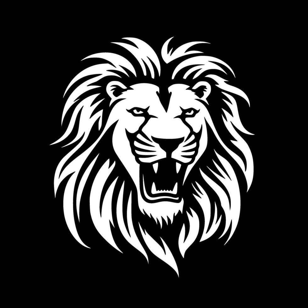 Lion - Black and White Isolated Icon - Vector illustration