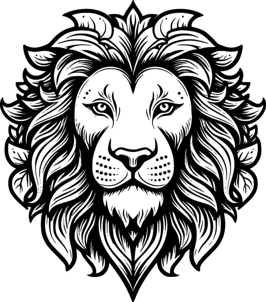 Lion, Black and White Vector illustration