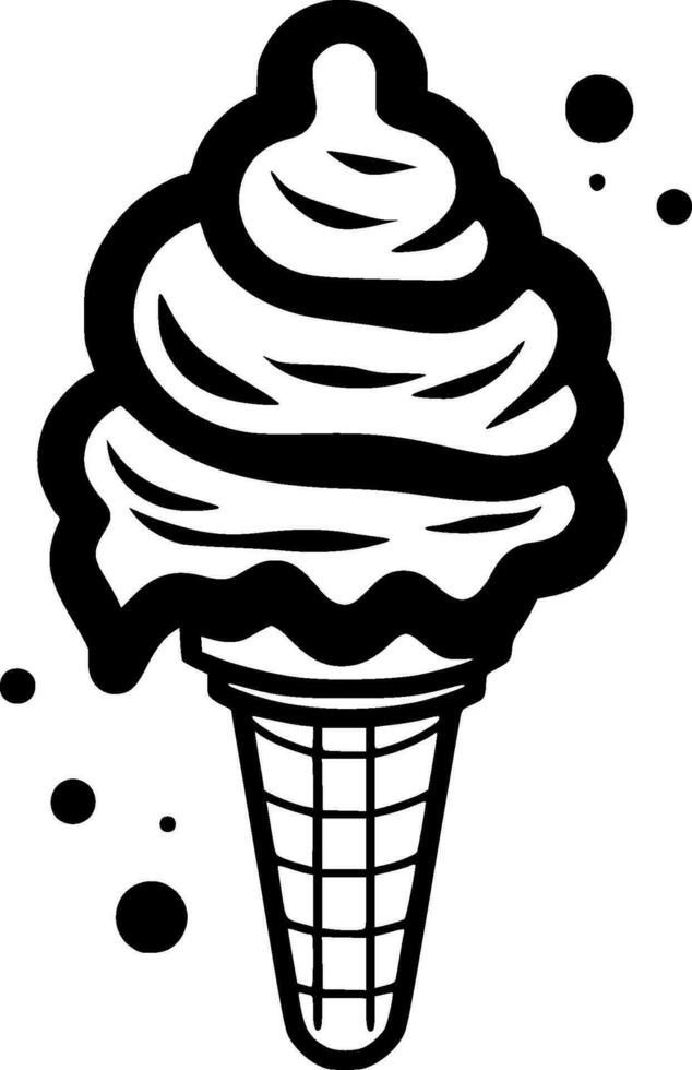 Ice Cream, Black and White Vector illustration