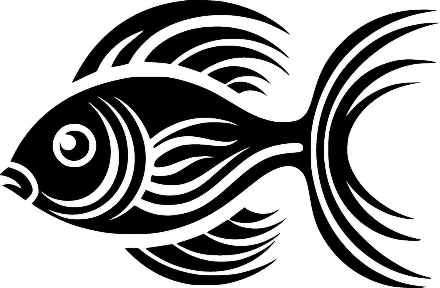 Fish, Black and White Vector illustration