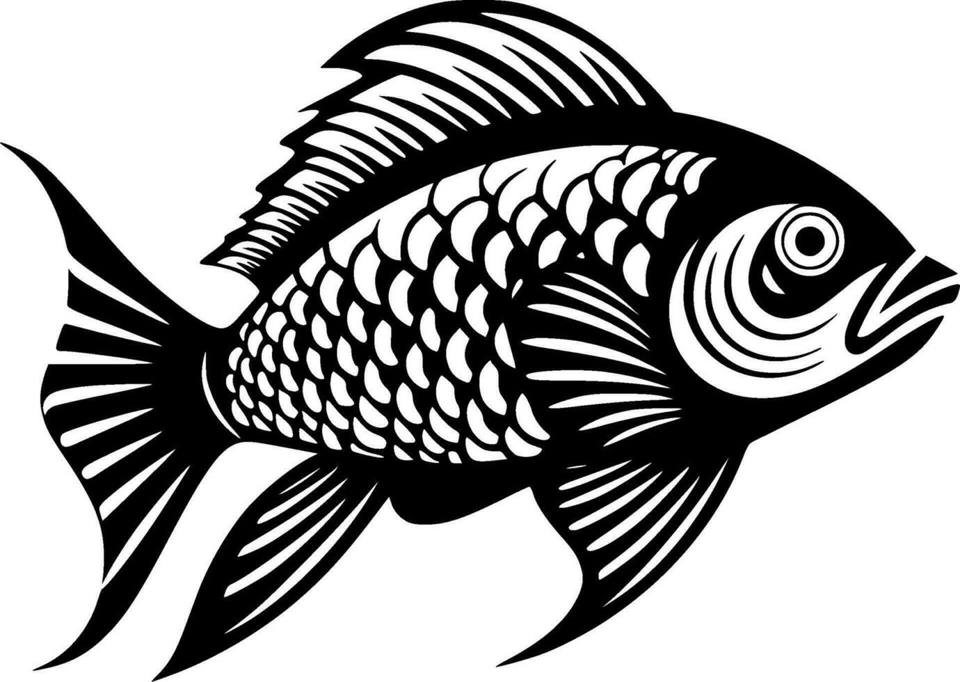 Fish, Black and White Vector illustration