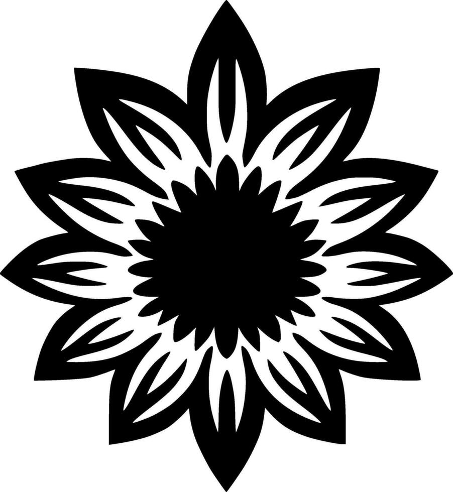 Flower, Black and White Vector illustration