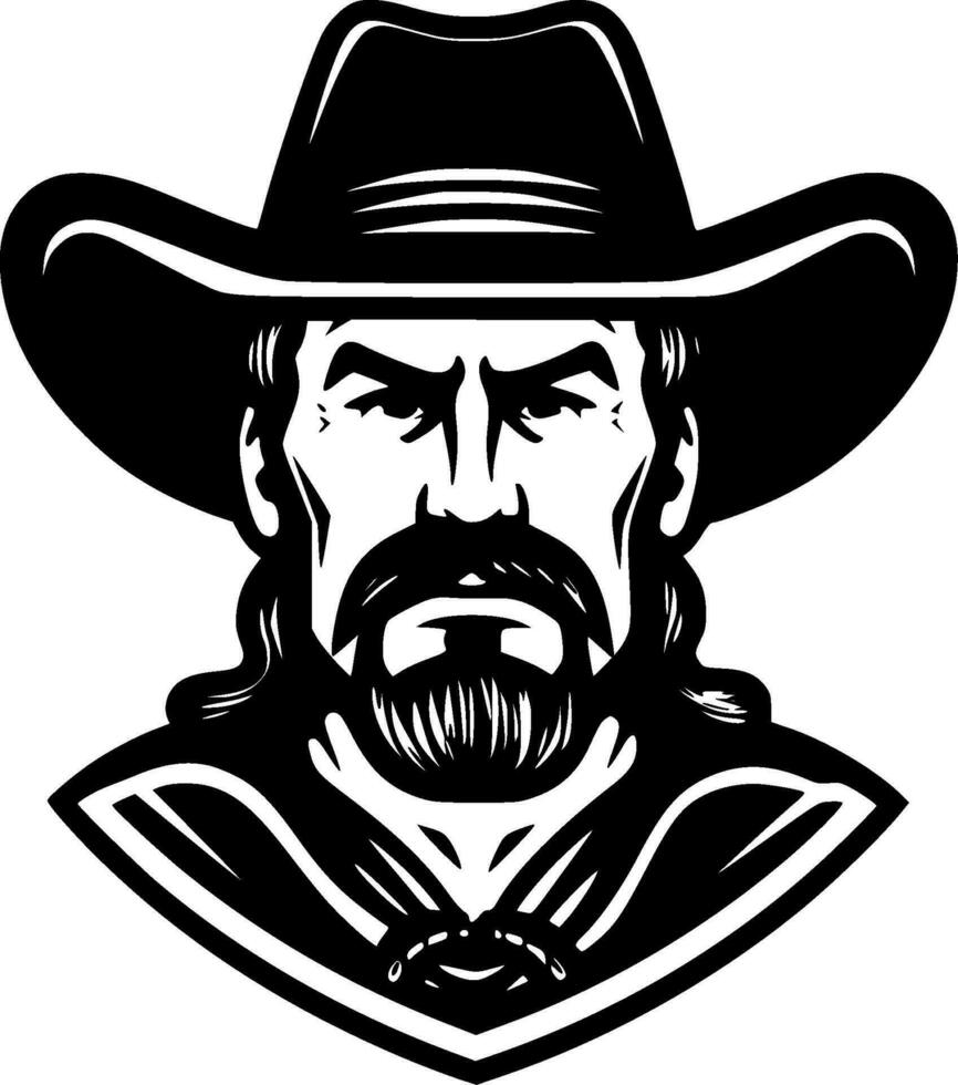 vaquero - negro y blanco aislado icono - vector ilustración