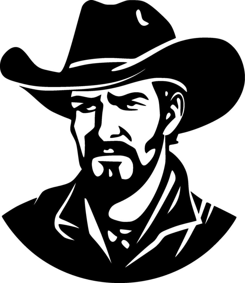 Cowboy, Black and White Vector illustration