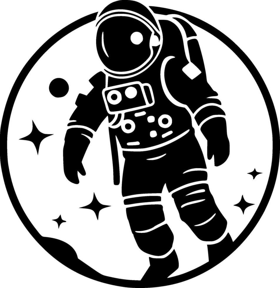 Astronaut, Black and White Vector illustration