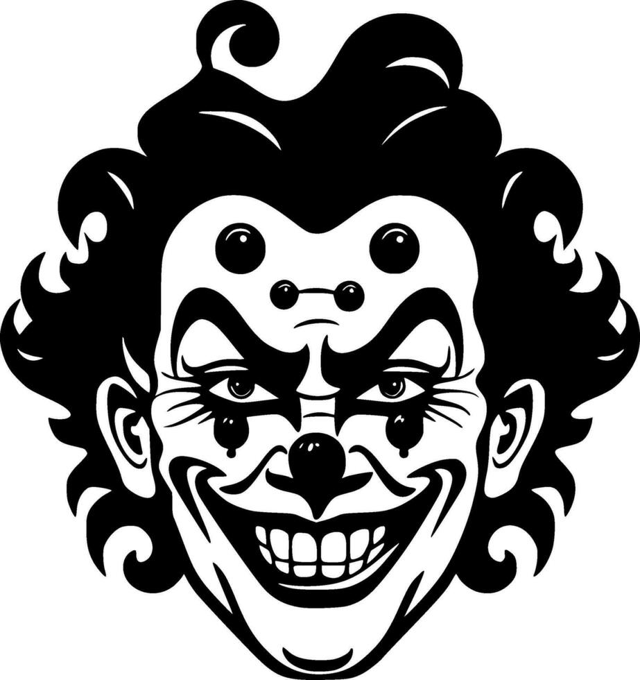 Clown, Black and White Vector illustration