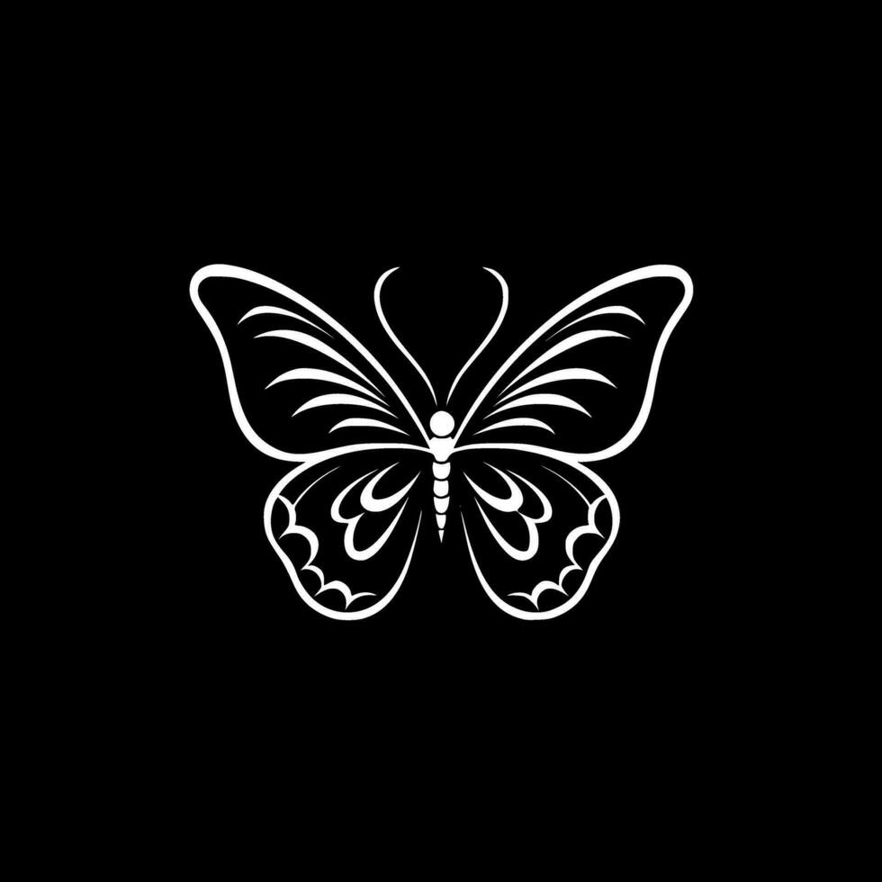 mariposa - negro y blanco aislado icono - vector ilustración