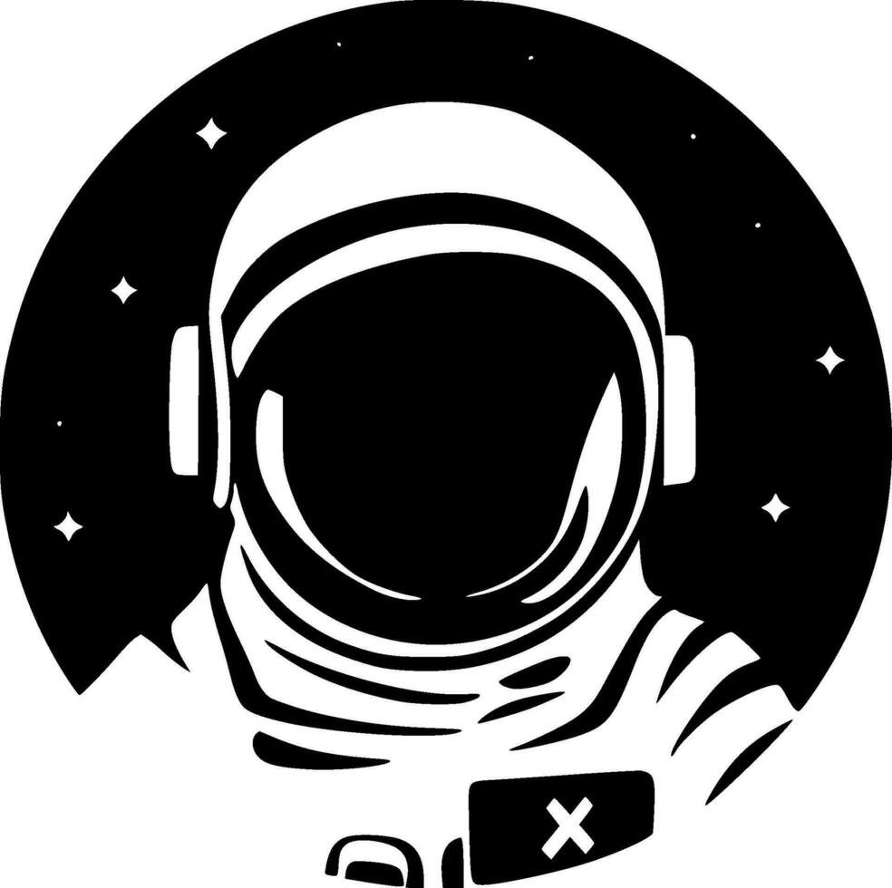 astronauta - negro y blanco aislado icono - vector ilustración