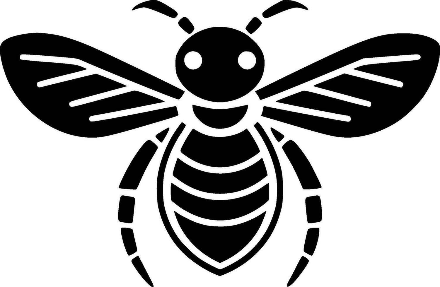 Bee, Black and White Vector illustration