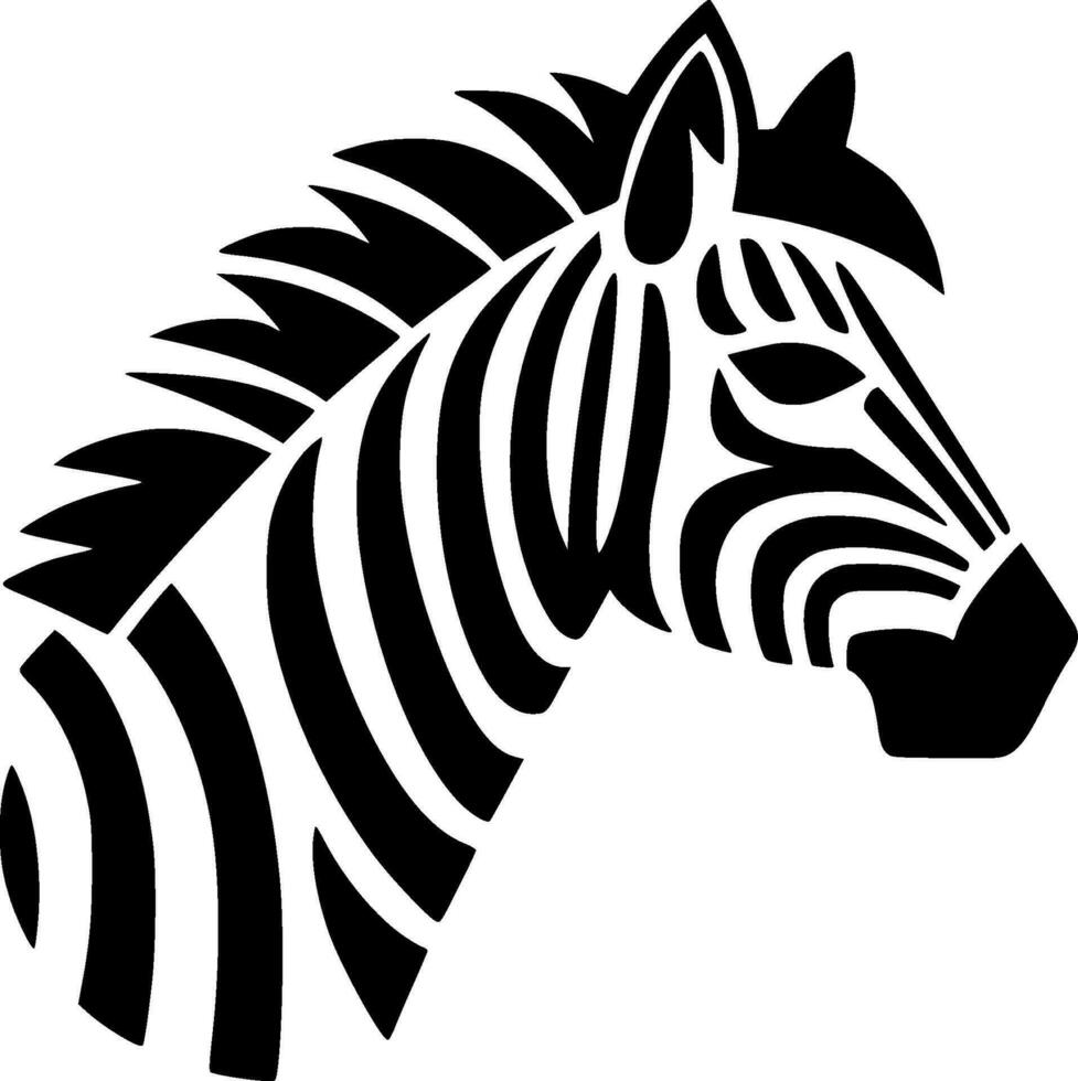 Zebra - Black and White Isolated Icon - Vector illustration