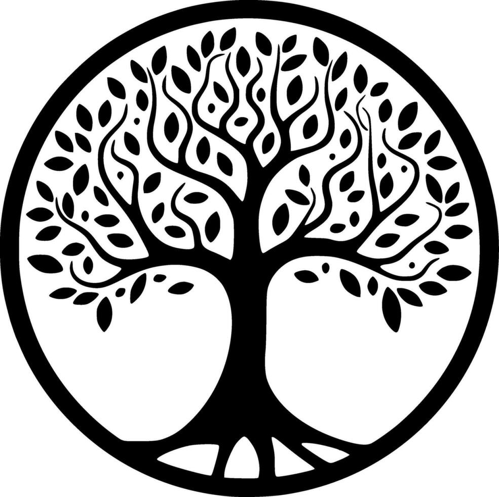 Tree - Black and White Isolated Icon - Vector illustration