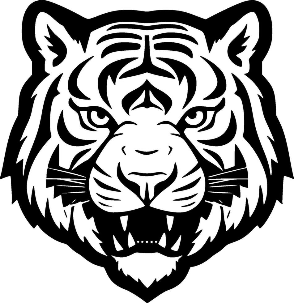 Tiger, Black and White Vector illustration
