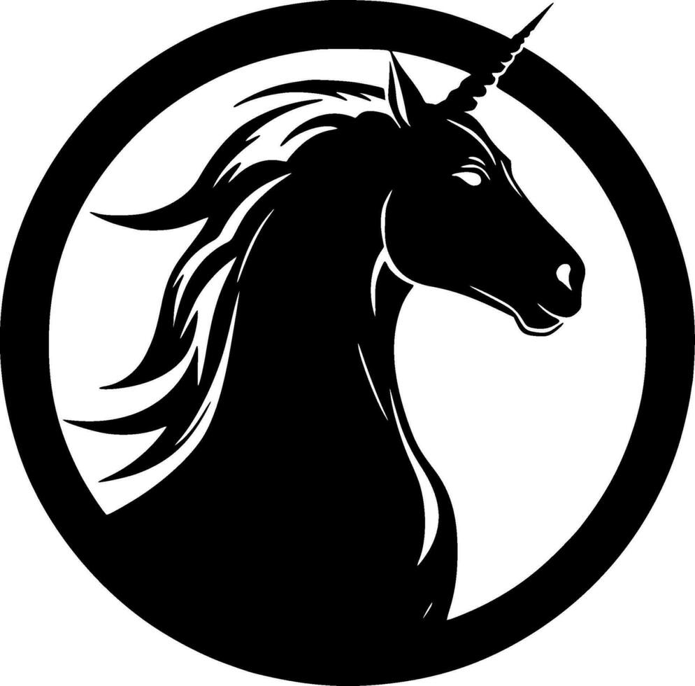 Unicorn, Black and White Vector illustration