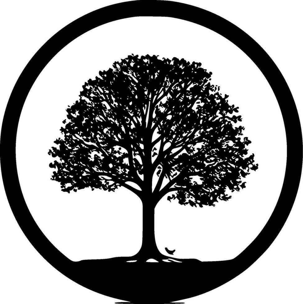 árbol, negro y blanco vector ilustración