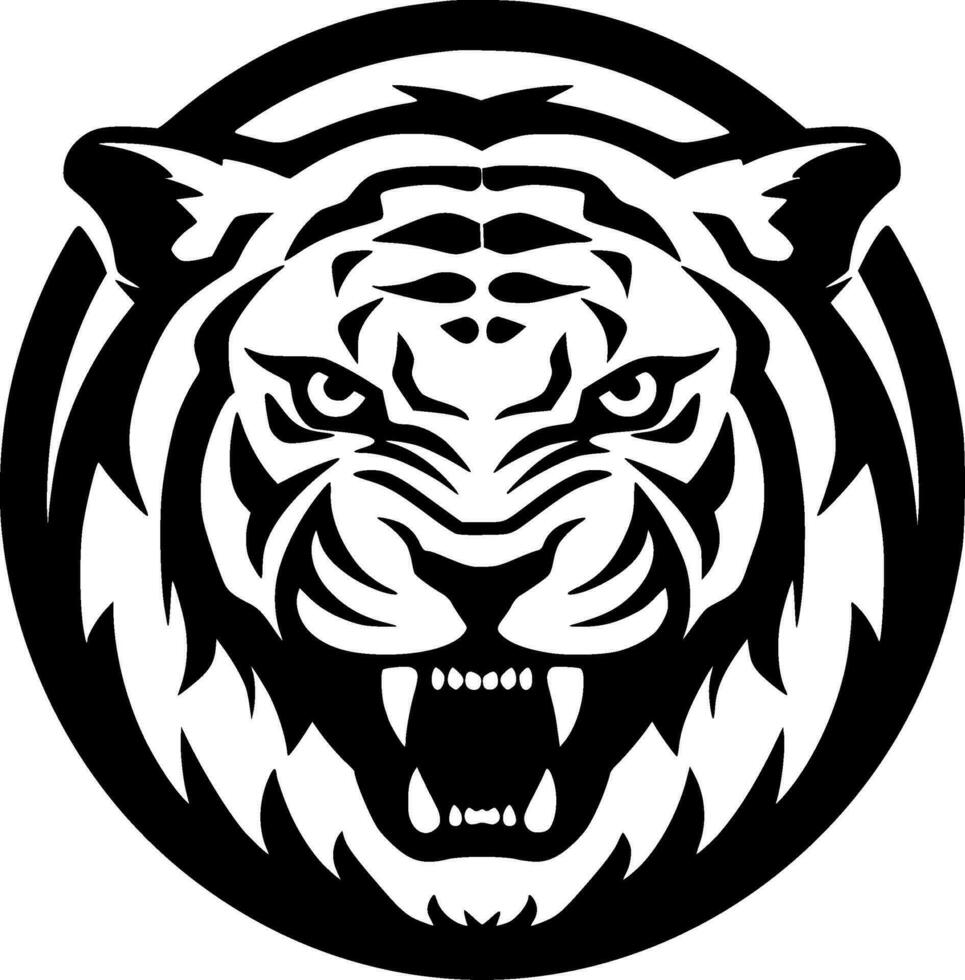 Tiger, Black and White Vector illustration