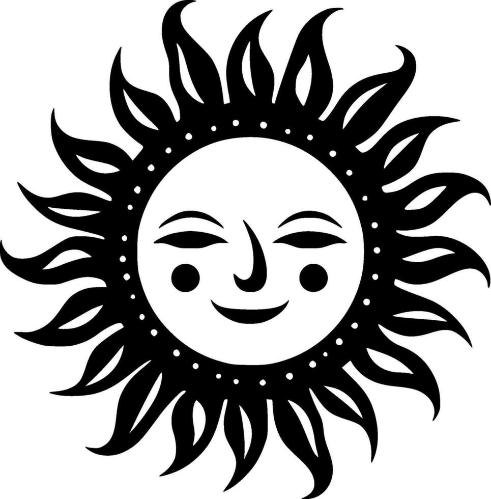 Sun, Black and White Vector illustration