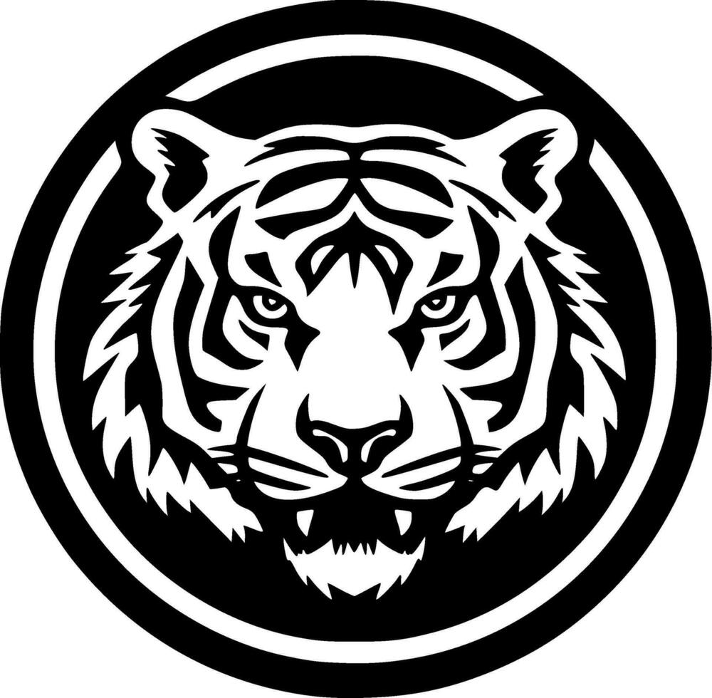 Tigre - negro y blanco aislado icono - vector ilustración