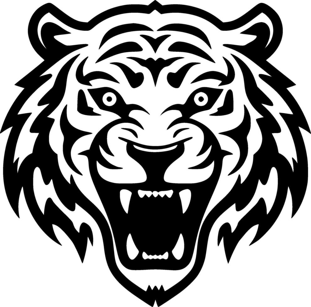 Tiger - Black and White Isolated Icon - Vector illustration