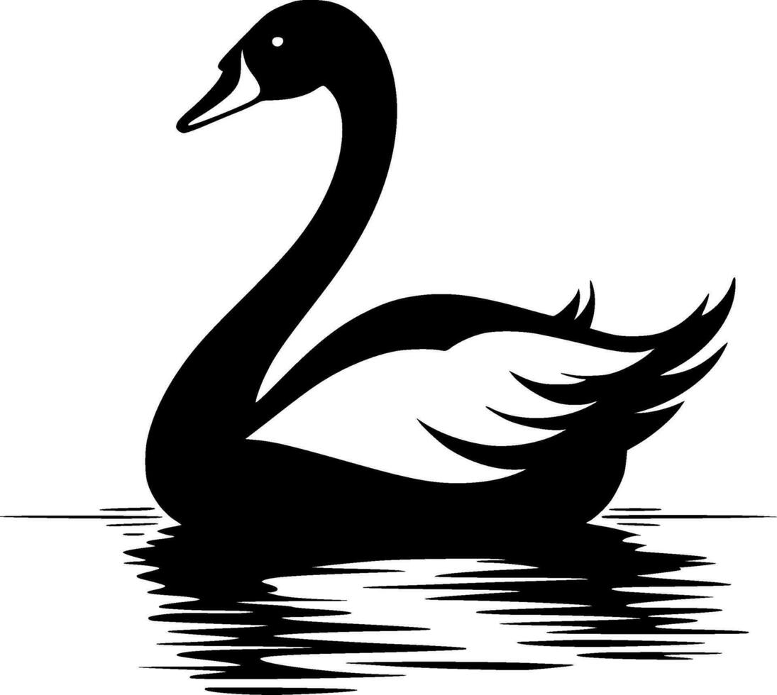 cisne - negro y blanco aislado icono - vector ilustración