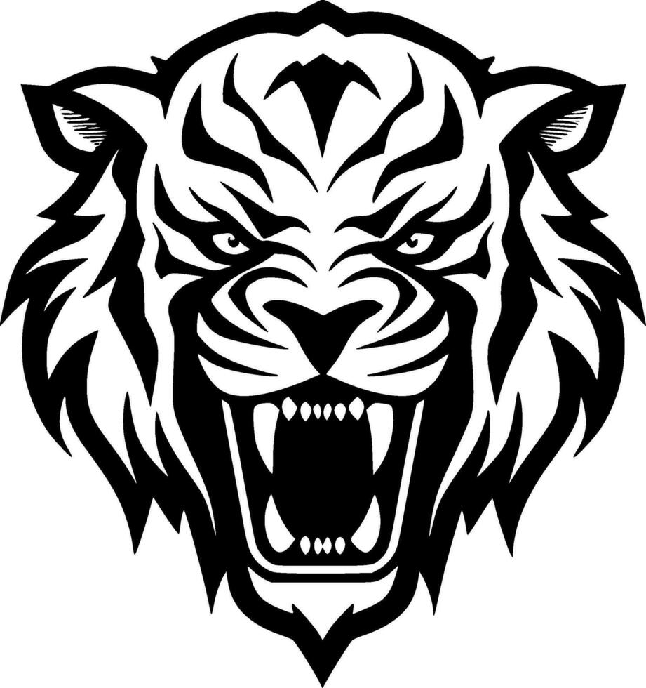 Tiger, Black and White Vector illustration