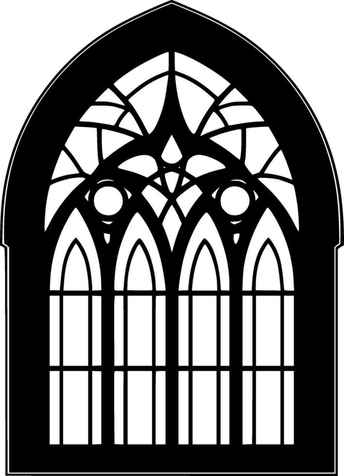 Stained Glass, Black and White Vector illustration