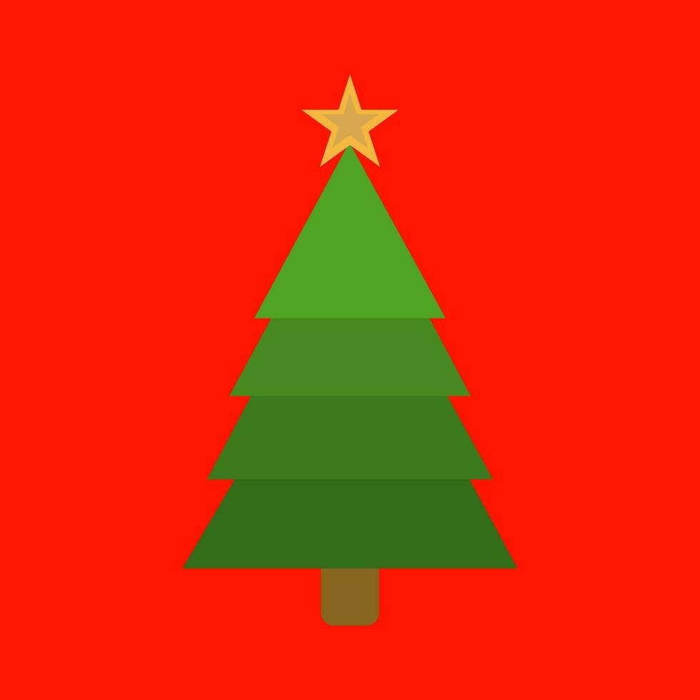 Navidad árbol plano icono en rojo antecedentes. vector